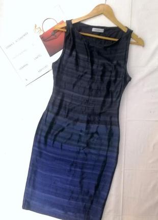 Шовкова сукня пенал синій чорний без рукавів rene lezard1 фото