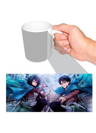 Чашка біла мікаса леві аккерман аніме атака титанів (z0803)