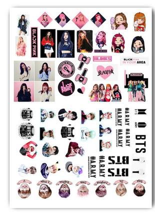 Стікери k-pop блек пінк blackpink бтс bts а3 аркуш (stik_053)