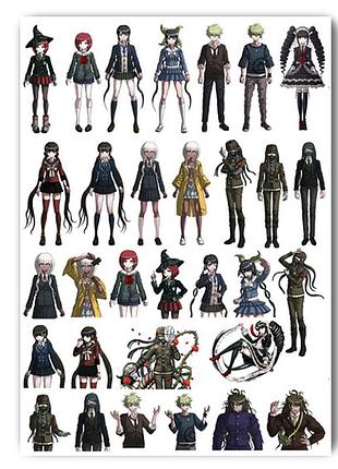 Стикеры аниме школа отчаяния danganronpa а3 лист (stik_180)