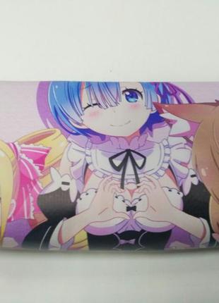 Пенал школьный рем и рам аниме жизнь с нуля двухсторонний 22х11 см (pn_0100)