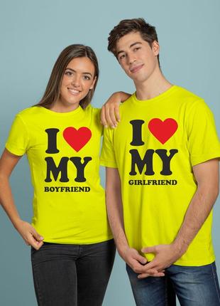 Парні футболки i love my boyfriend, i love me girlfriend однакові футболки для закоханої пари