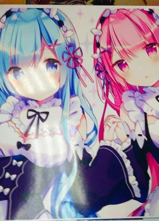 Постер плакат рем и рам аниме re:zero а3 42*29см (422036)