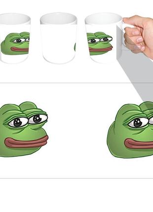 Чашка белая лягушка pepe (z0389)