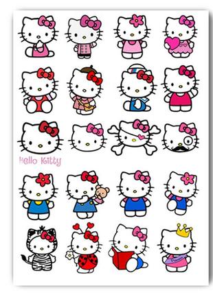 Стикеры наклейки хеллоу китти hello kitty а4 лист (stik_079)