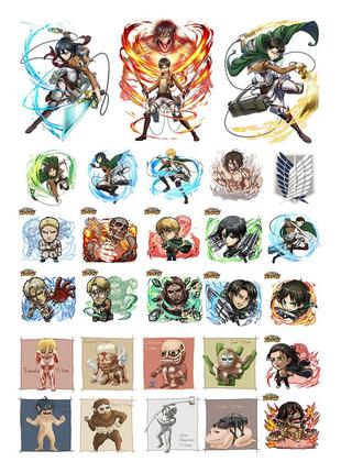 Стикеры аниме атака титанов а3 лист (stik_120)