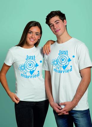 Однакові парні футболки just married парні футболки для молодят