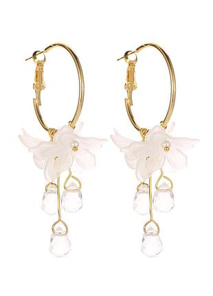 Сережки кільця квіти і кришталь