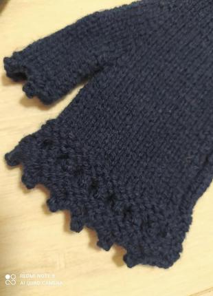 Гарні нові теплі вовняні рукавиці синього кольору5 фото