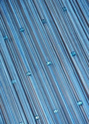 Блакитні штори-нитки із стеклярусом2 фото