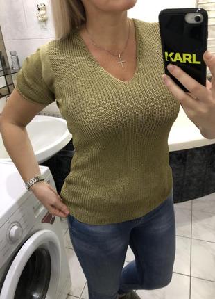 Carol paris , в'язана трикотажна золота футболка ошатна , золото1 фото