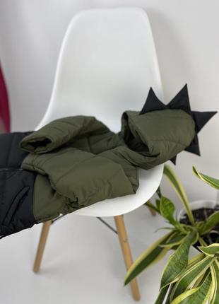 Демісезонна куртка з ріжками діно на флісі подовжена тепла та зручна9 фото