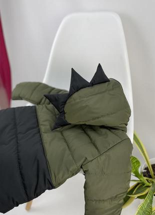 Демісезонна куртка з ріжками діно на флісі подовжена тепла та зручна6 фото