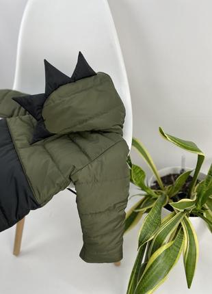 Демісезонна куртка з ріжками діно на флісі подовжена тепла та зручна8 фото