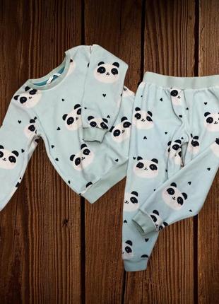 Плюшева велюрова піжама з пандами 3-4 роки