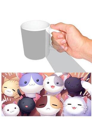 Чашка белая аниме арт кот неко (z0972)