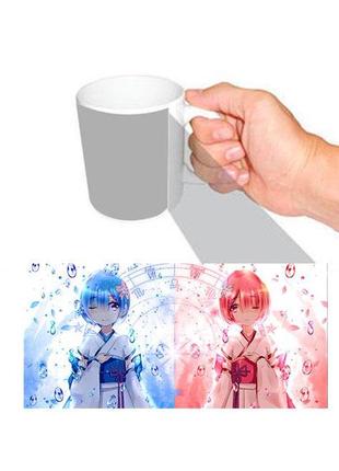 Чашка белая аниме рэм рам жизнь с нуля в альтернативном мире (z0720)1 фото