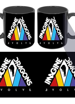 Чашка цветная черная imagine dragons (zc0020)