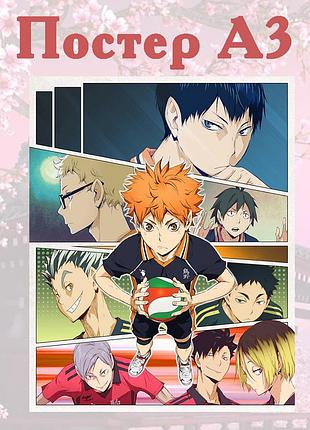 Постер плакат аніме волейбол haikyu 42х29 см а3 (poster_0107)