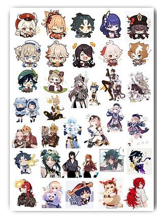 Стікери аніме геншін удар а4 аркуш (stik_137)