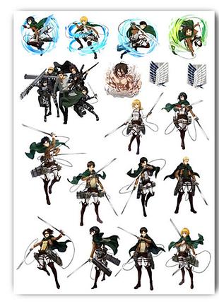 Стікери аніме атака титанів а3 аркуш (stik_119)