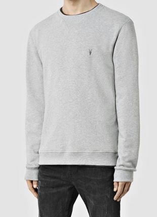 Серый хлопковый  оверсайз свитшот allsaints wild crew