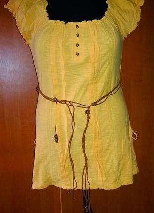 Футболка с поясом жёлтая м