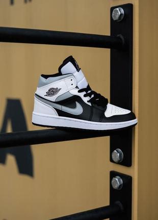 Nike air jordan 1 black/white/grey женские кроссовки найк аир джордан