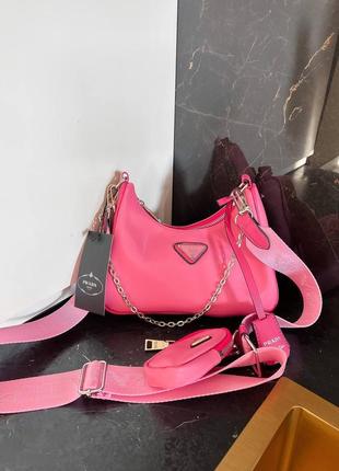 Re-edition mini pink женская брендовая розовая стильная сумочка жіноча рожева модна сумка10 фото