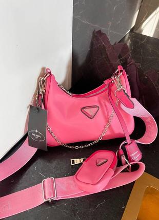 Re-edition mini pink женская брендовая розовая стильная сумочка жіноча рожева модна сумка1 фото
