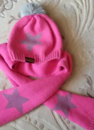 Детский набор шапка с шарфиком  milk house для девочки 3-5 лет