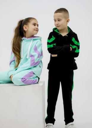 Трикотажний стильний костюм не кошлатиться на весну худі з капюшоном