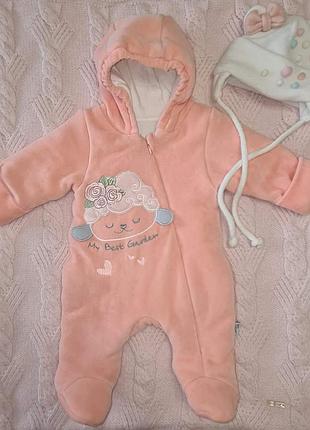 Демисезонный велюровый комбинезон garden baby lucky
