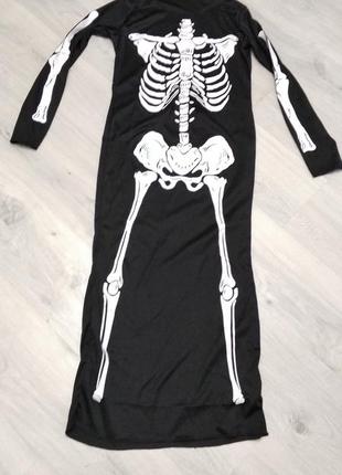 Карнавальный костюм для хэллоуин. платье скелет для хэллоуин.3 фото