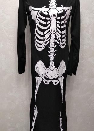 Карнавальный костюм для хэллоуин. платье скелет для хэллоуин.