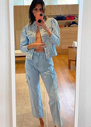Актуальная куртка джинсовая пиджак джинсовка kendall kylie размер s и l