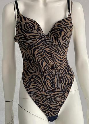 Стринг боди зебровый принт . германия. 46-48