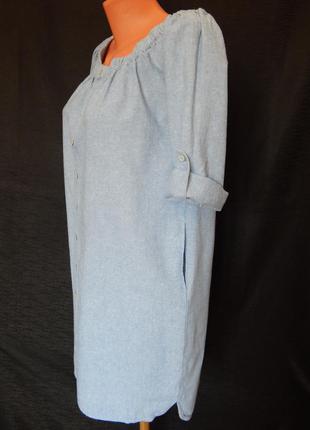 Стильное платье-шамбре миди актуального цвета индиго  george (размер 10)5 фото