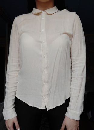 Молочная рубашка cropp, белая рубашка cropp1 фото