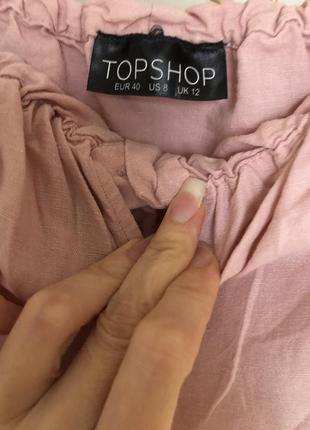 Розовое льняное платье на пуговицах topshop2 фото