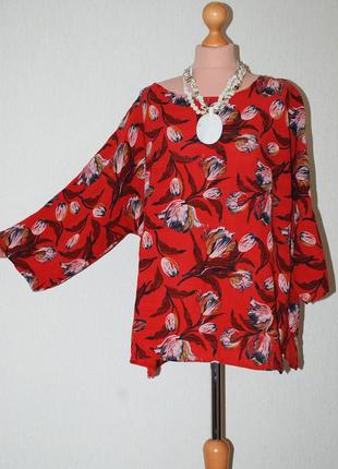 Италия батал  блуза блузка летучая бышь кимоно хлопковая льняная свободная
