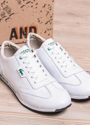 Мужские кожаные кроссовки lacoste lerond white