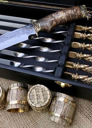 Набір шампурів зі стопками та мисливським ножем в кейсі люкс nb art (47330050)