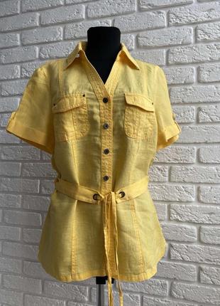 Блуза из льна, желтая1 фото