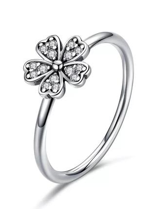 Серебряное кольцо цветок, 16-16,5 размера