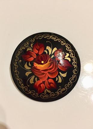Редкий винтаж. брошь палех ручная работа.