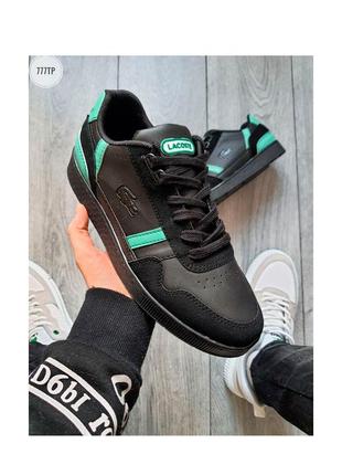 Кросівки lacoste чоловічі чорні зелені / кросівки чоловічі лакоста чорні зелені кроси