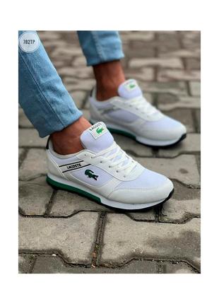 Кросівки lacoste чоловічі білі зелені / кросівки чоловічі лакоста білі кроси зелені