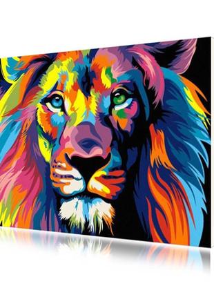 Картина по номерам lesko e-564 "радужный лев" набор для творчества на холсте 40-50см рисование