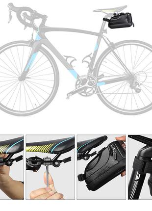 Велосипедна сумка west biking 0707231 black під сідло з світлодіодним ліхтарем 1,5 l8 фото
